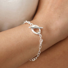 Lisa Angel Silver Stainless Steel Organic T-Bar Bracelet