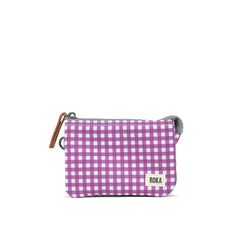 Roka Carnaby Small Recycled Polyester Wallet - Purple Gingham