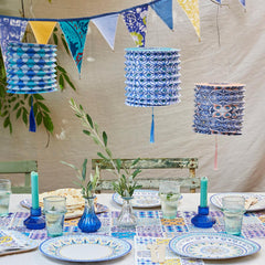Talking Tables Souk Blue and Yellow Upcycled Cotton Fabric Bunting - 3m