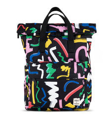 Roka Canfield B Medium Sustainable Miss Pom Pom Scribble Print Backpack