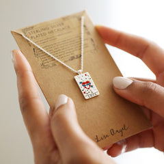 Lisa Angel Enamel Love Tarot Card Style Necklace in Silver