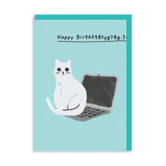 Ohh Deer - Happy Bir9669.. Laptop Cat Birthday Card