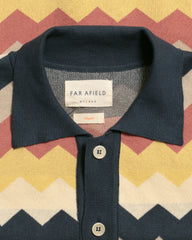 Far Afield Zigger Short Sleeve Cardigan - Blue Nights