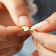 Lisa Angel Smiling Heart Face Adjustable Gold Ring