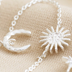 Lisa Angel Sun and Moon Chain Necklace in Silver