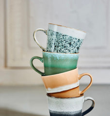 HKliving 70's Ceramics Cappuccino Mugs Virgo - Set of 4