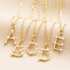 Lisa Angel Crystal Constellation Initial Necklace in Gold
