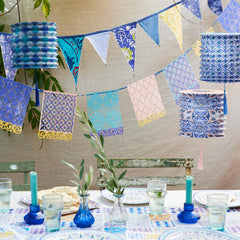 Talking Tables Souk Blue and Yellow Upcycled Cotton Fabric Bunting - 3m