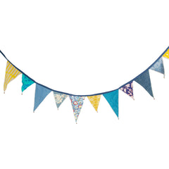 Talking Tables Souk Blue and Yellow Upcycled Cotton Fabric Bunting - 3m