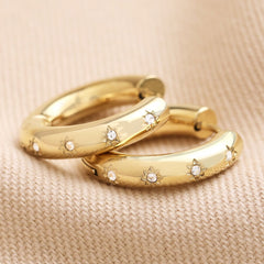 Lisa Angel Chunky Crystal Hoop Earrings in Gold