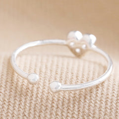 Lisa Angel Adjustable Crystal Heart Ring in Silver