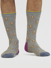 Axel Bear Organic Cotton Socks - Mid Grey Marl