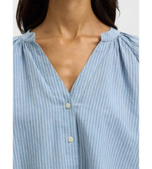 Selected Femme Linen Blend Shirt - Dusty Blue/ Bright White Stripes