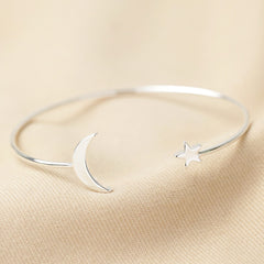 Lisa Angel Silver Moon and Star Torque Bangle