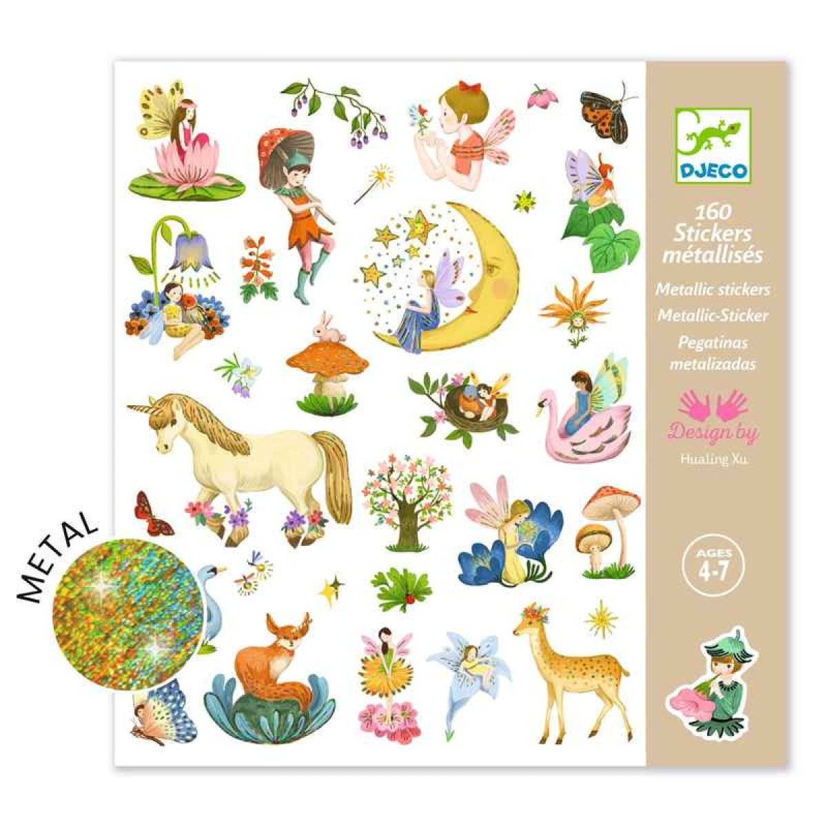 Djeco Texture Metallic Stickers - Fantasy – Bunka