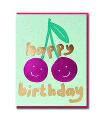 Joyful Happy Cherries Birthday Card - 1973