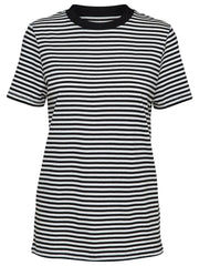Selected Femme Striped Organic Cotton T-Shirt - Black