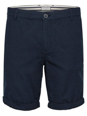 Straight Fit Linen Shorts - Navy