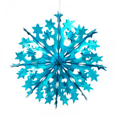 Acorn & Will Starry Snowflake Decoration - Aqua Blue