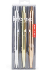 Kikkerland - Retro Metallic Pens - Set of 3