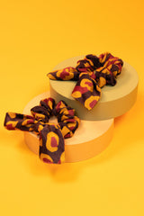 Powder Design - Velvet Leopard Scrunchies (Pack of 2) Damson / Mustard