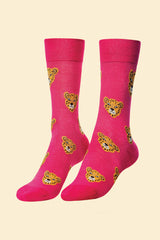 Powder Design - Men's Charming Cheetah Socks Raspberry
