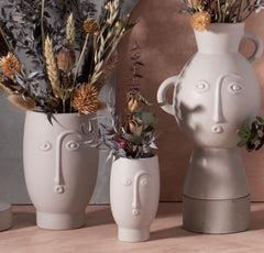 Sass & Belle Mini Face Vase Matt Grey