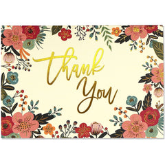 Floral Frame Thank You Folded Note Cards - Peter Pauper Press  (Pack of 14)
