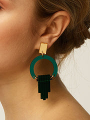 Toolally Art Deco Chandeliers Earrings  - Royal Green