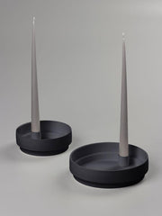 Aery Orbital Step - Medium Clay Candle Holder Black