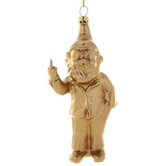 Cody Foster & Co Naughty Gnome Gold Glass Ornament