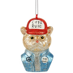 Cody Foster & Co Cats Rule Dogs Drool Glass Christmas Tree Decoration