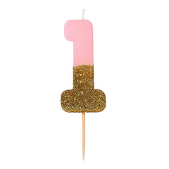 Pink Glitter Number Candles - Talking Tables