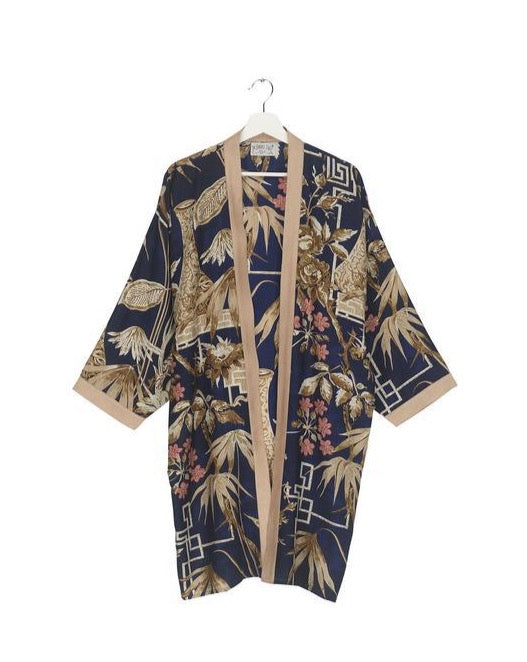 Bamboo Indigo Collar Kimono
