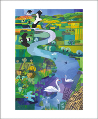 Art Angels - Swans on the River Collage by Carry Akroyd
