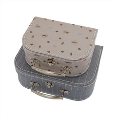 OYOY Mini Suitcase Tiger & Grid Blue / Clay - Set of 2