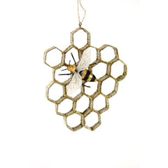 Cody Foster & Co Bumble Bee on Honeycomb Hive Christmas Ornament