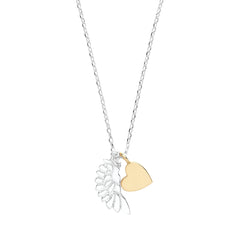 Estella Bartlett Two Tone Wing And Heart - Silver Plated Necklace