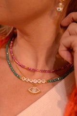 My Doris Cerise Shimmer Facet Necklace