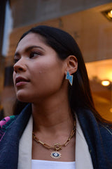 My Doris Beaded Lightning Stud Earrings - Blue