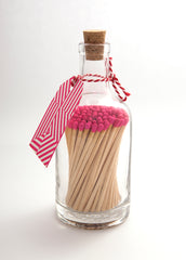 Archivist Luxury Glass Bottle Matches - Neon Pink