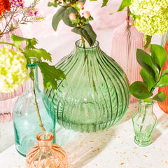 Sass & Belle Round Fluted Green Vase