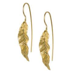 Banana Leaf Drop Earrings in Silver + Gold by Christin Ranger