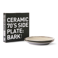 HKliving 70's Ceramic Side Plates Bark - Set of 2