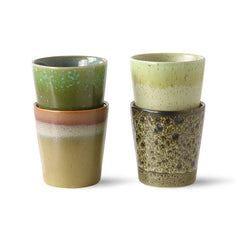 HKliving 70's Ceramics Coffee Mugs Spring Greens - Set of 4