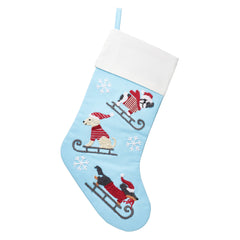 Sass & Belle Dogs on Sledges Embroided Stocking