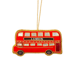 Sass & Belle London Bus Embroidery Christmas Tree Decoration