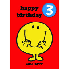 Mr. Happy Age 3 Badge Card