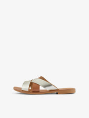 Pieces Naomi Leather Sandals - Gold