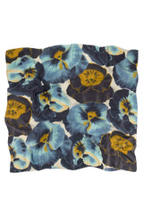 One Hundred Stars Pansy Grey Silk Square Scarf